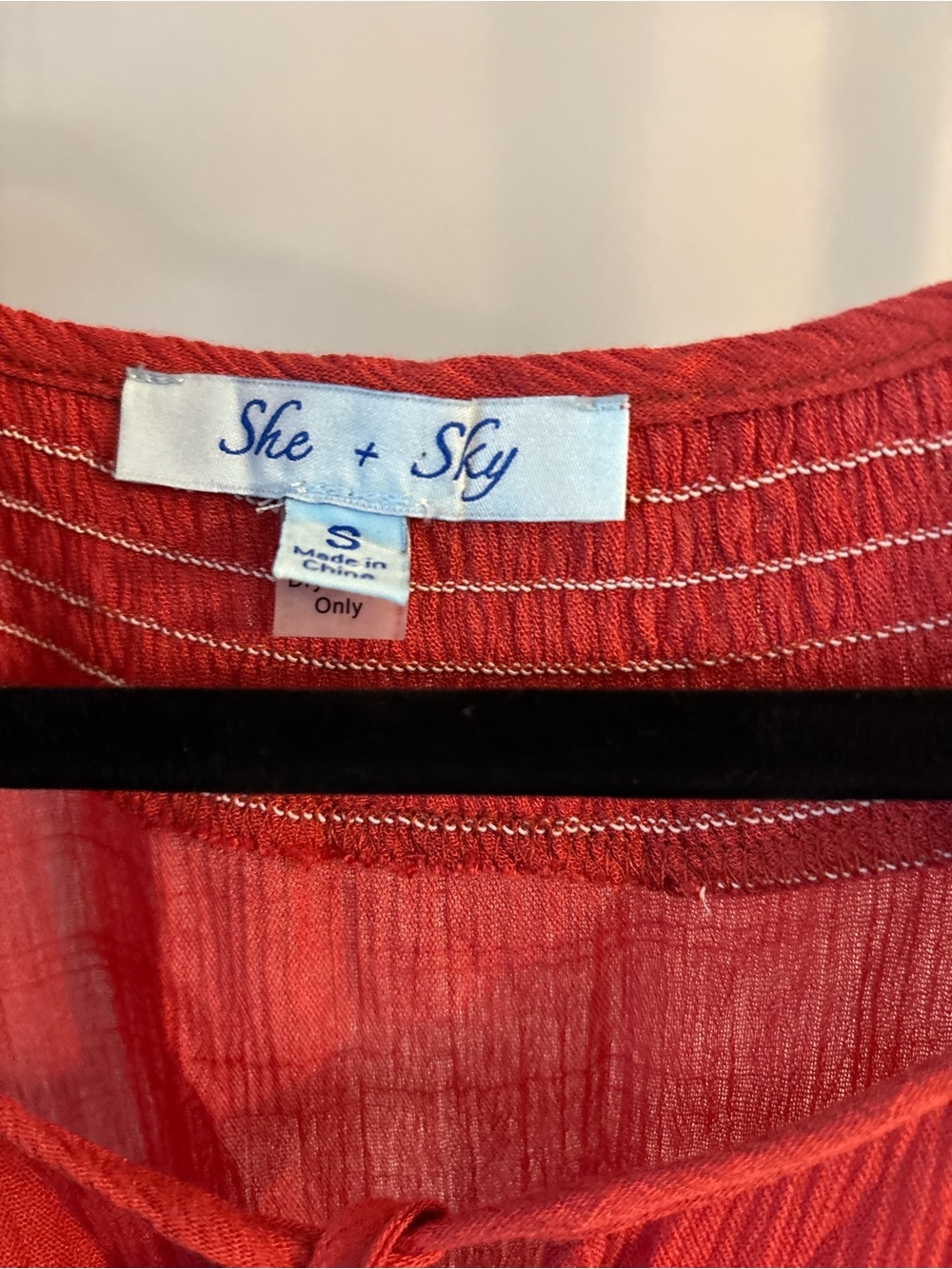 She + Sky Red/rust Mini long sleeve Dress with Tie Waist size small - Picture 2 of 8